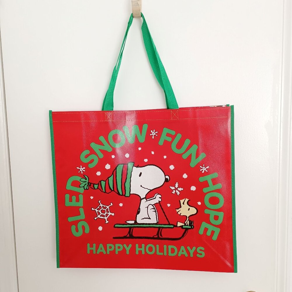 copy- NWOT Snoopy festive colorful happy holiday large reusable tote bag